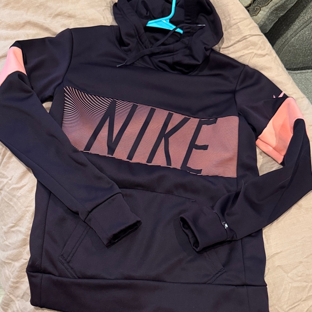Nike Black Pullover Hoodie with Pink Accents